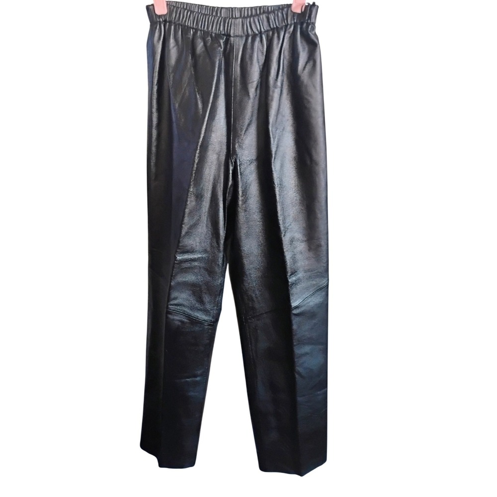 Vintage Margaret Godfrey Genuine Leather Pants Black High Rise Tapered SZ S
